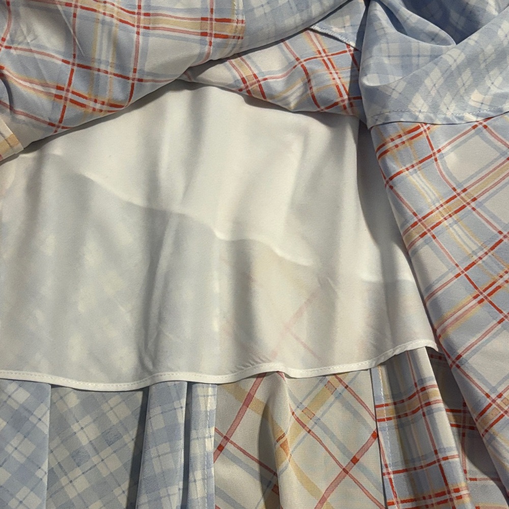 Veronica Beard Asymmetrical Handkerchief Skirt Blue and Yellow Plaid, Size 2 - Picture 7 of 8